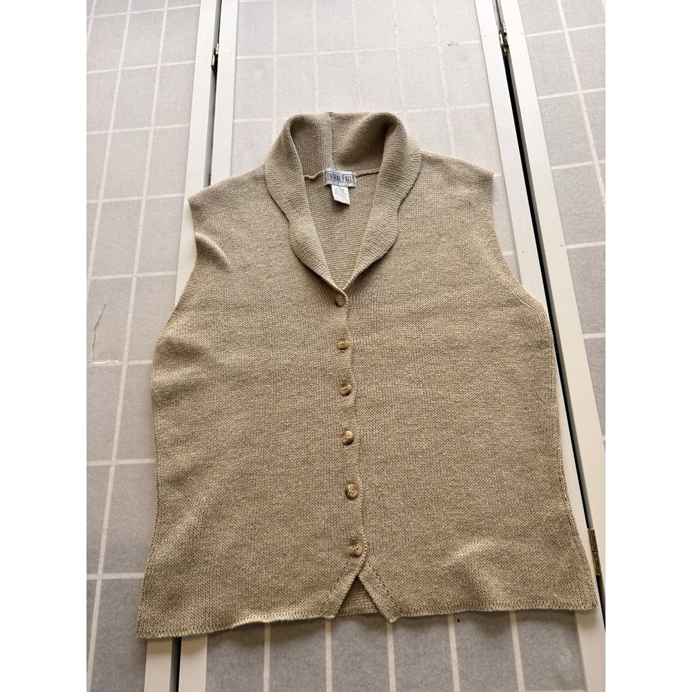 VTG Shawl Collar Fisherman Knit Cotton Linen Grandpacore Sweater Vest Cream